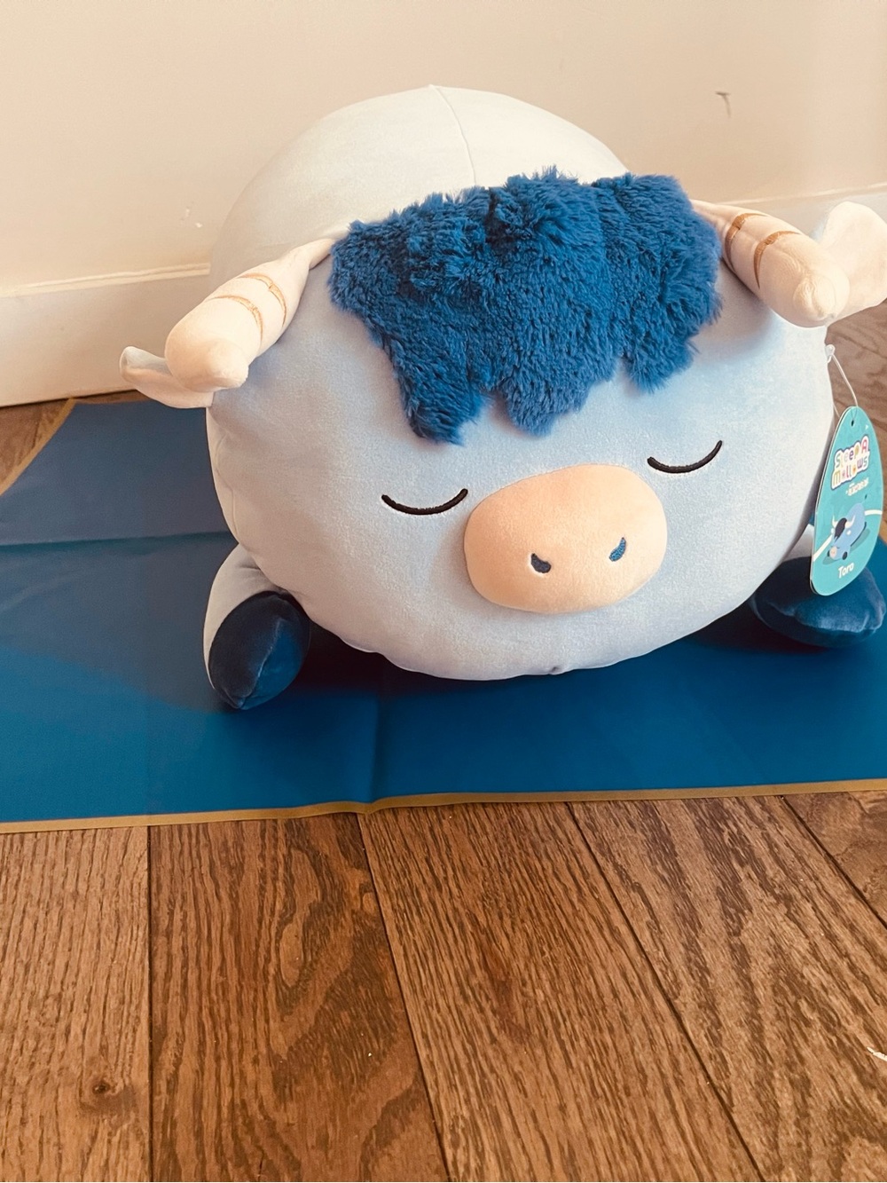 Blue Sheep Plush Pillow - Cute Nursery Decorative Plush